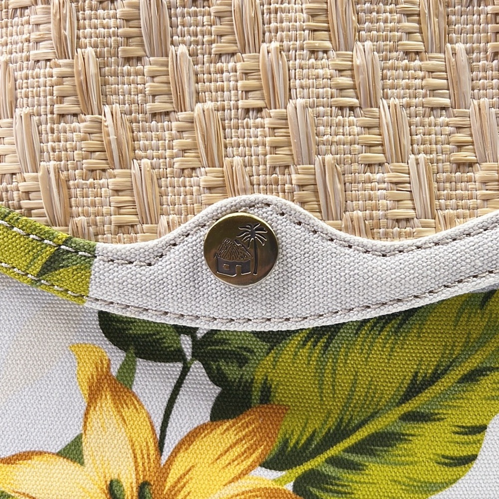 Vintage Caribbean Joe Handbag Tropical Straw Flower Shoulder Purse - Picture 4 of 10